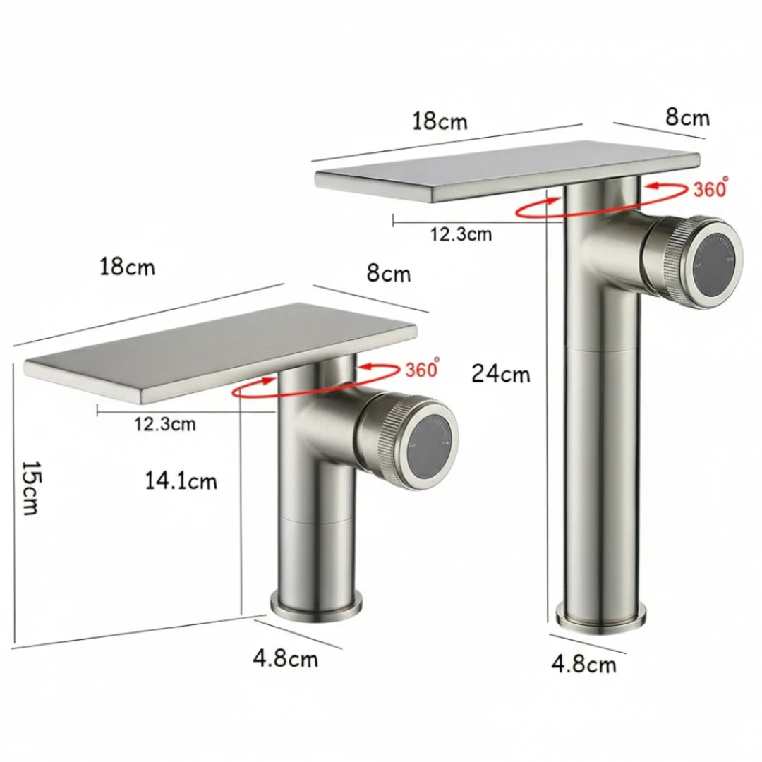 Robinet moderne bec plat mitigeur - Argenté - Laiton