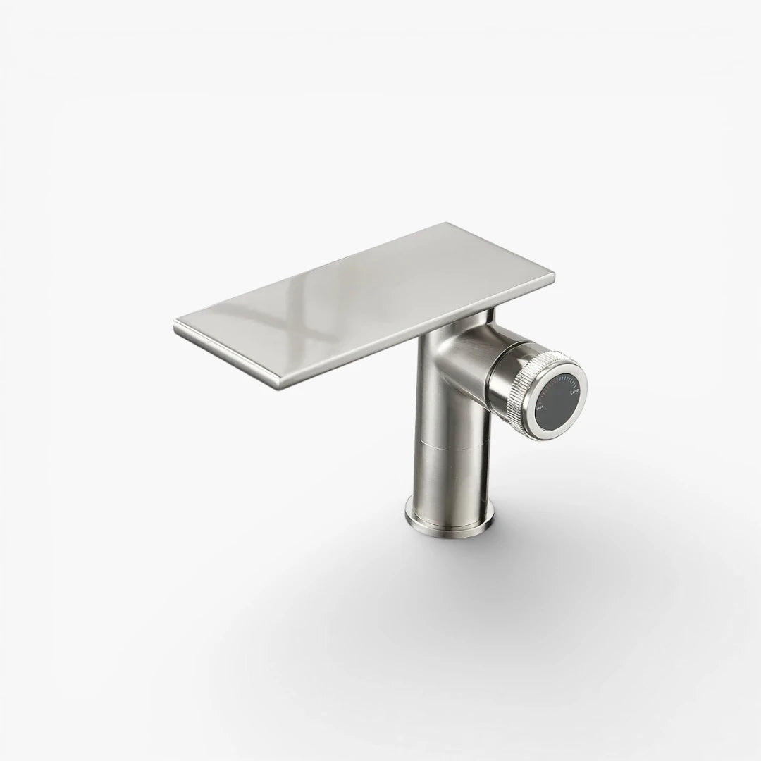 Robinet moderne bec plat mitigeur - Argenté - Laiton