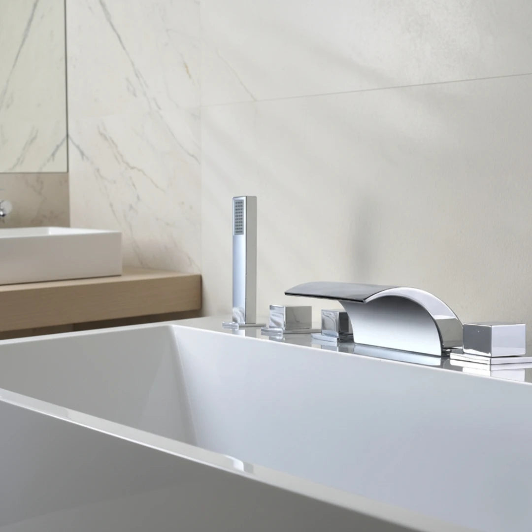 Robinet moderne baignoire salle de bain cascade douchette - Argenté - Laiton