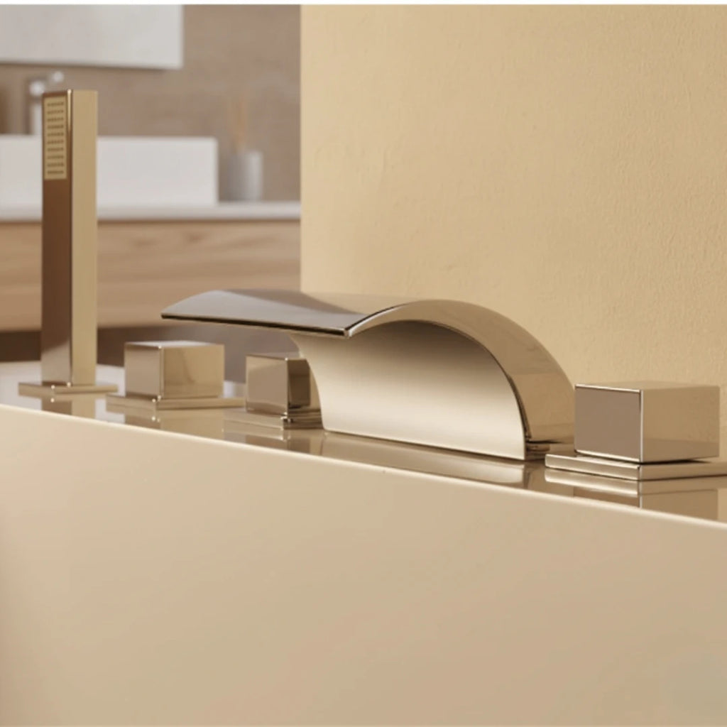 Robinet moderne baignoire salle de bain cascade douchette - Argenté - Laiton
