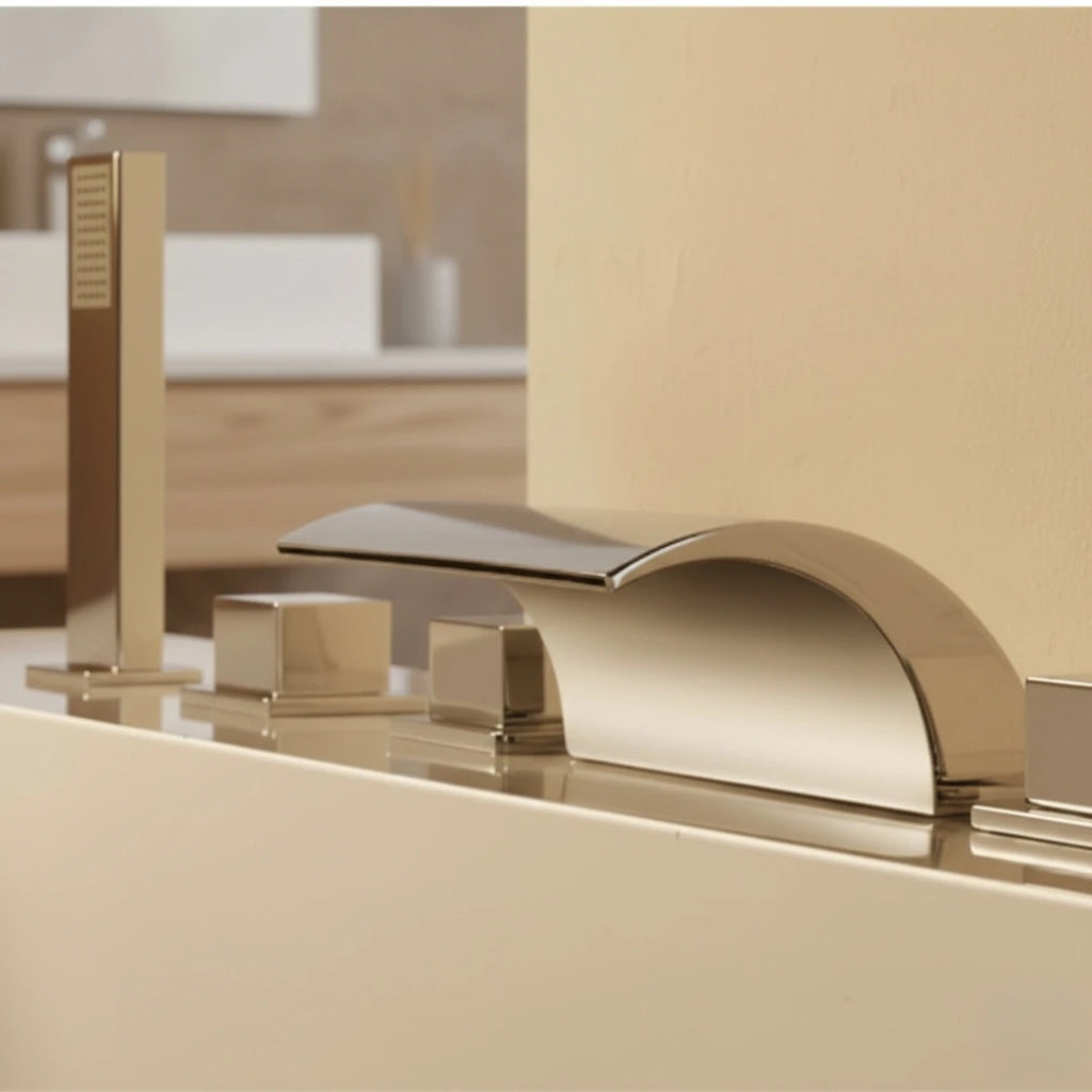 Robinet moderne baignoire salle de bain cascade douchette - Argenté - Laiton