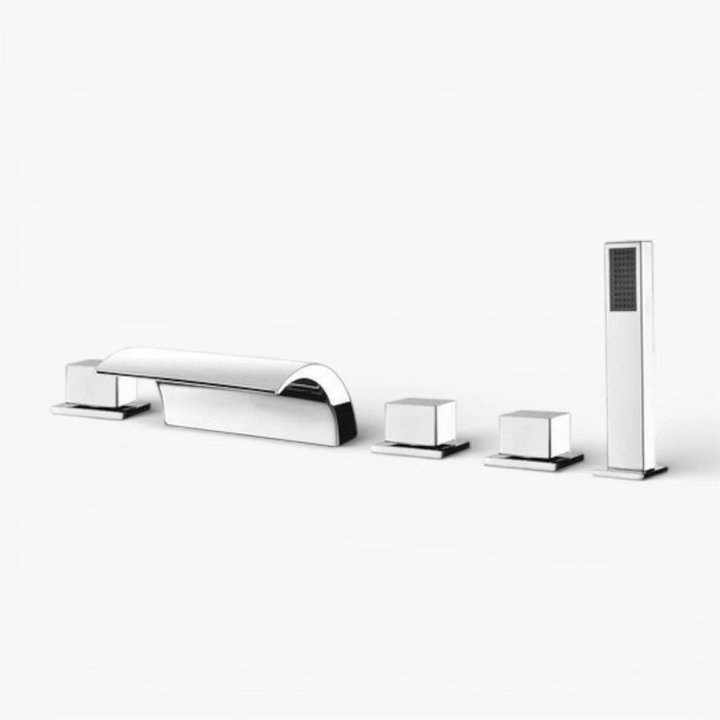 Robinet moderne baignoire salle de bain cascade douchette - Argenté - Laiton