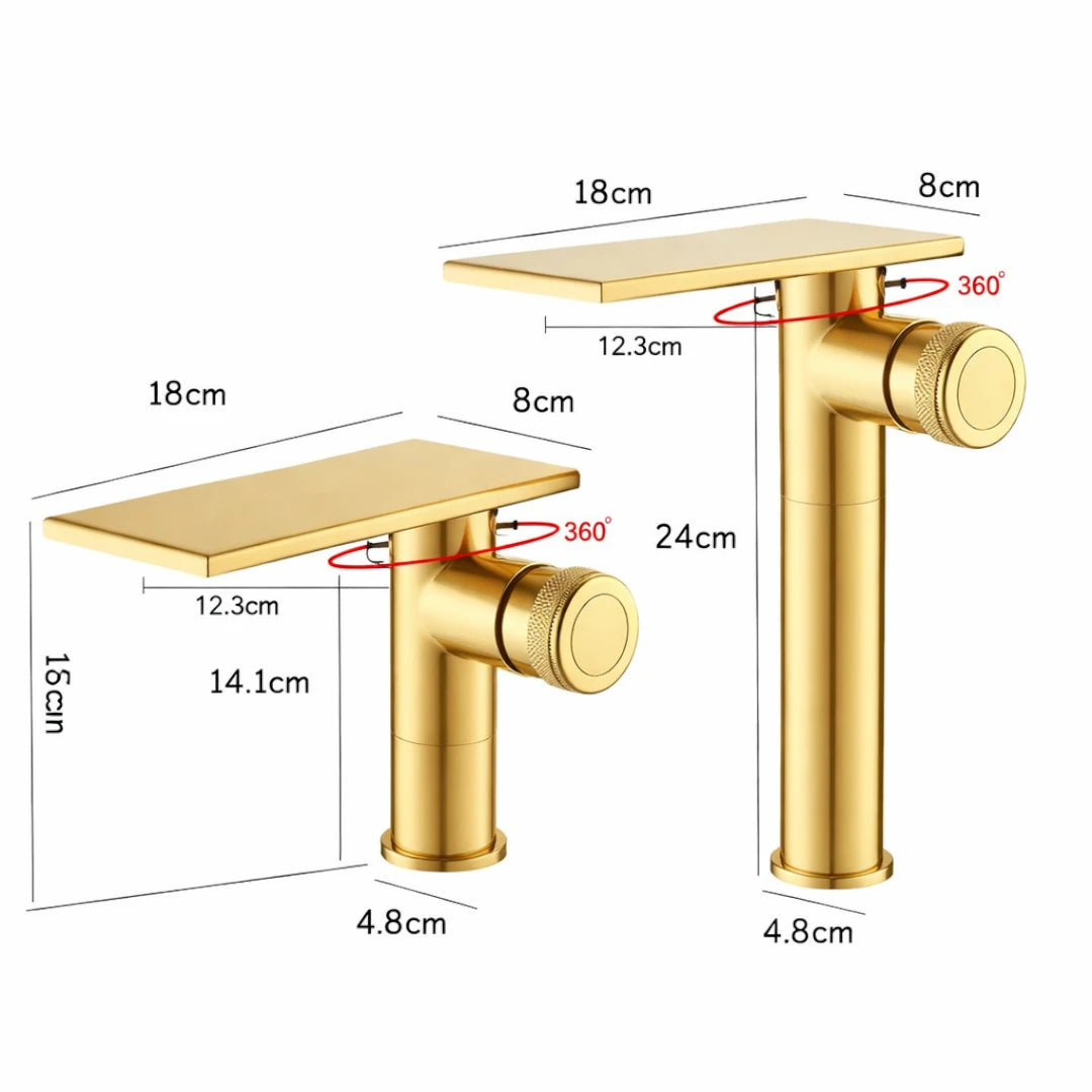 Robinet moderne bec plat mitigeur - Doré - Laiton