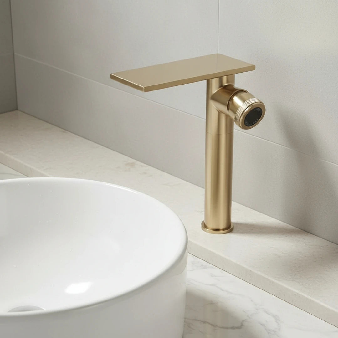 Robinet moderne bec plat mitigeur - Doré - Laiton