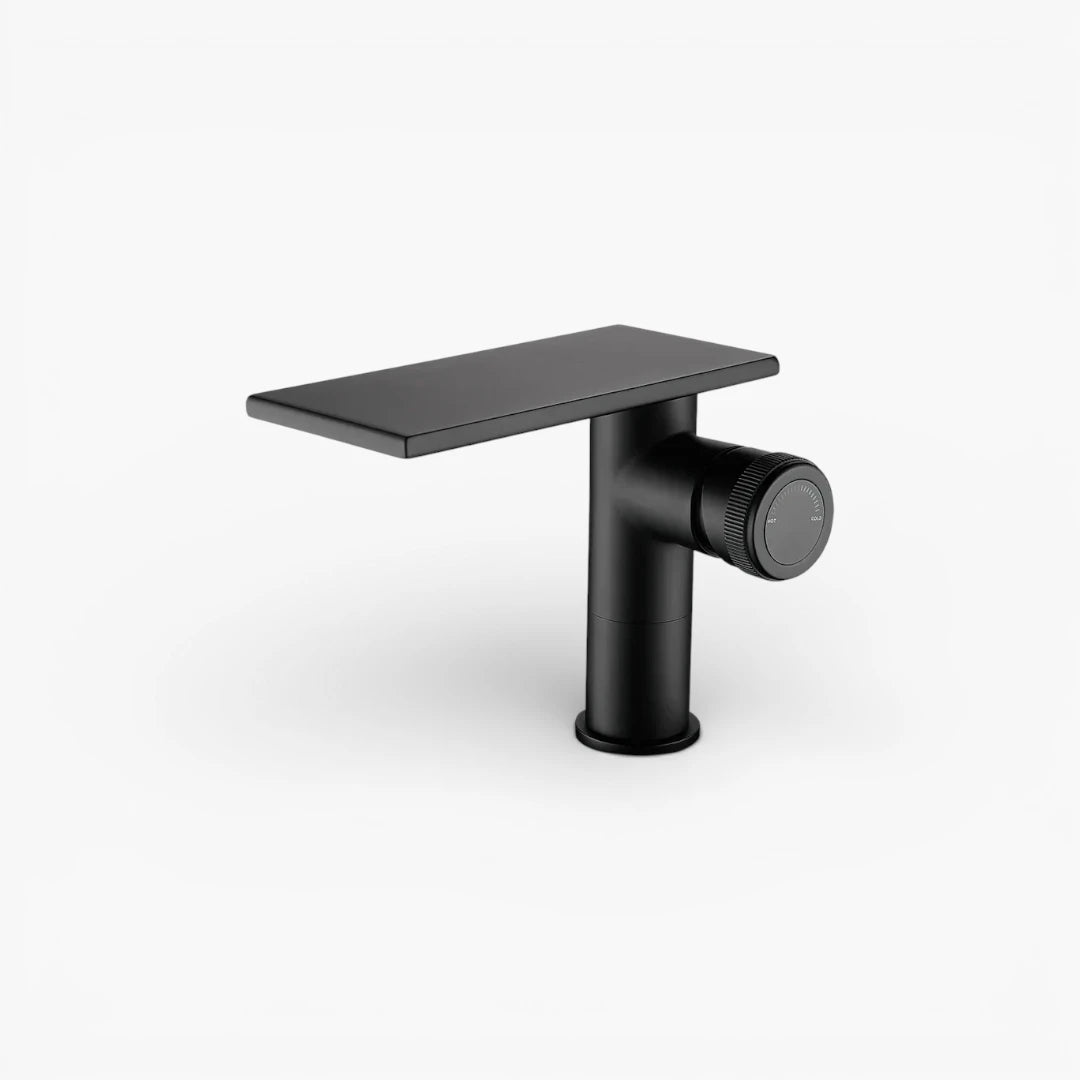 Robinet moderne bec plat mitigeur - Noir - Laiton