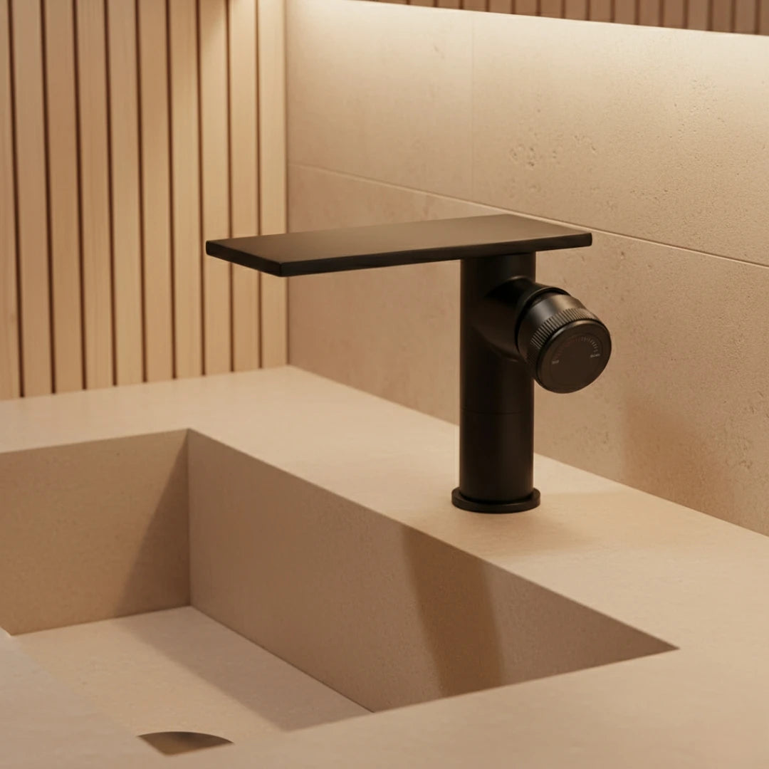 Robinet moderne bec plat mitigeur - Noir - Laiton