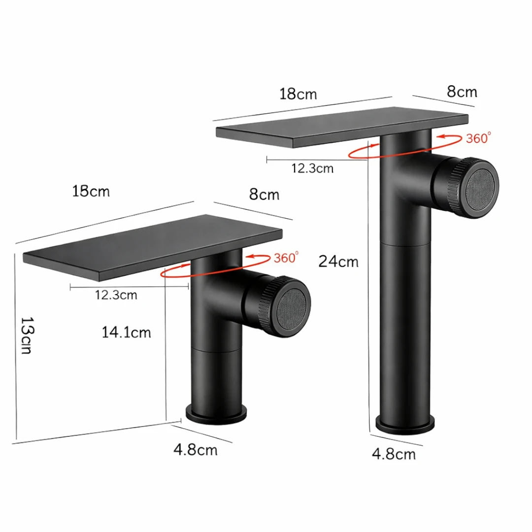 Robinet moderne bec plat mitigeur - Noir - Laiton