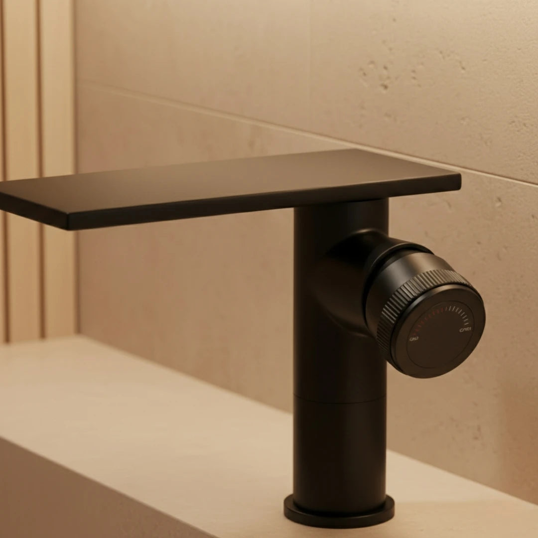 Robinet moderne bec plat mitigeur - Noir - Laiton