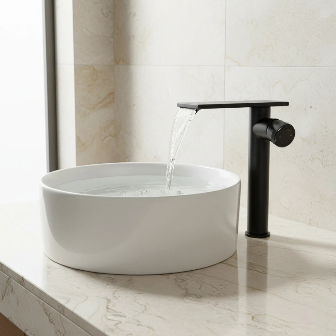 Robinet moderne bec plat mitigeur - Noir - Laiton