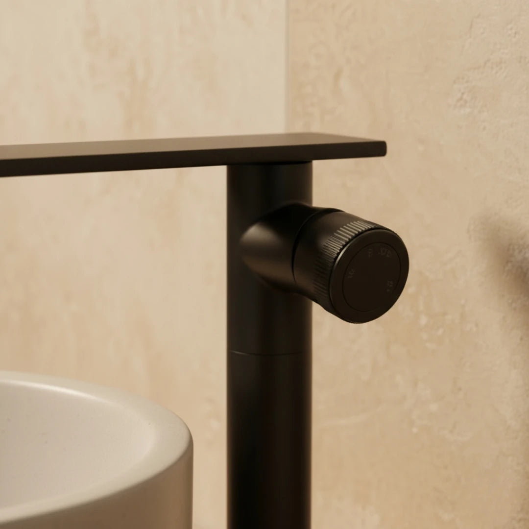 Robinet moderne bec plat mitigeur - Noir - Laiton
