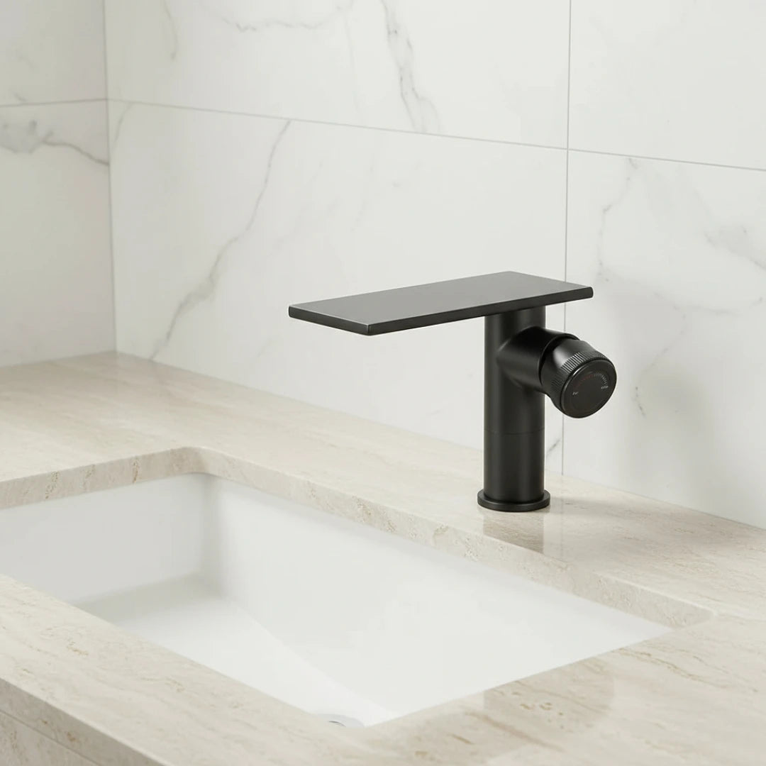 Robinet moderne bec plat mitigeur - Noir - Laiton