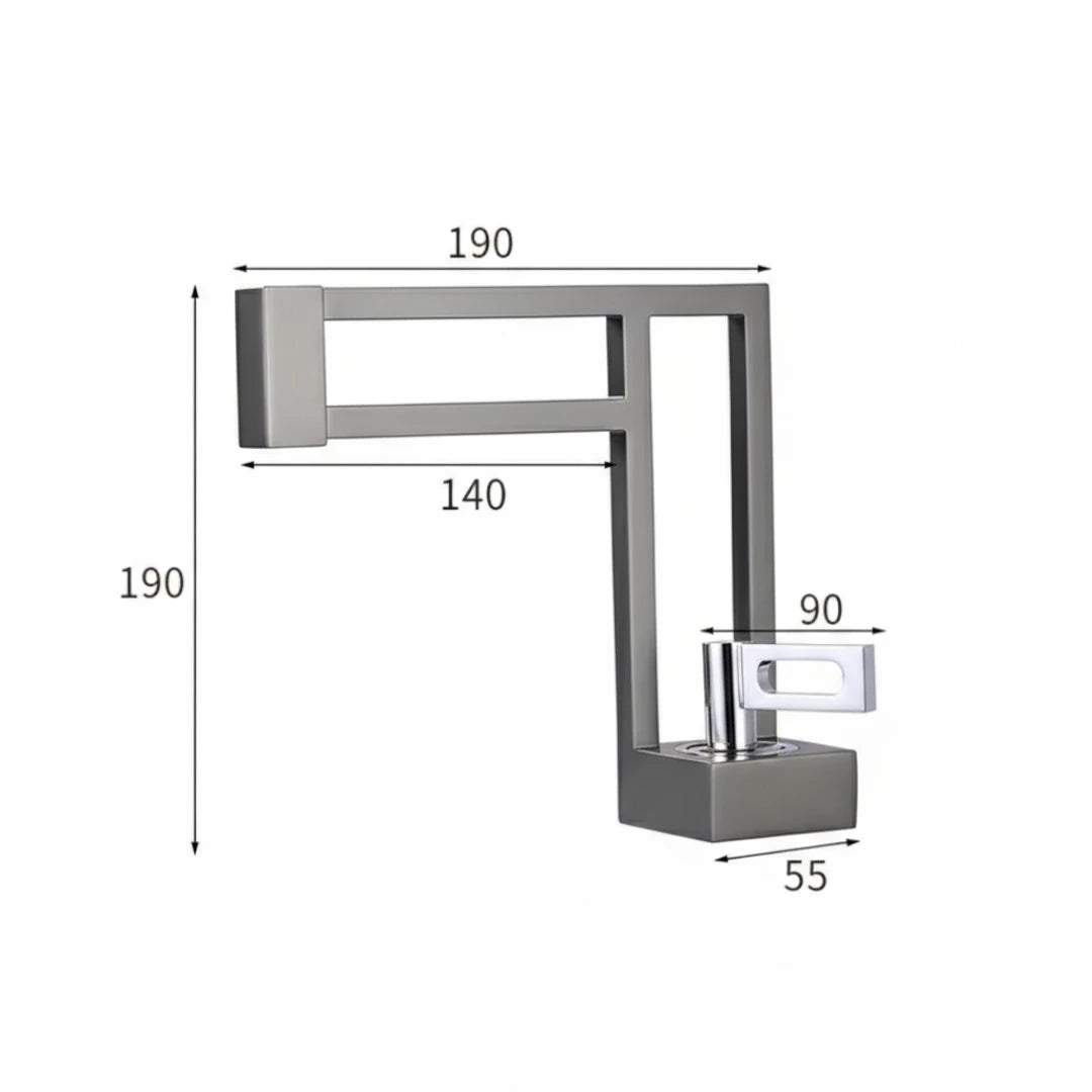 Robinet moderne géométrique salle de bain lavabo - Argenté - Laiton