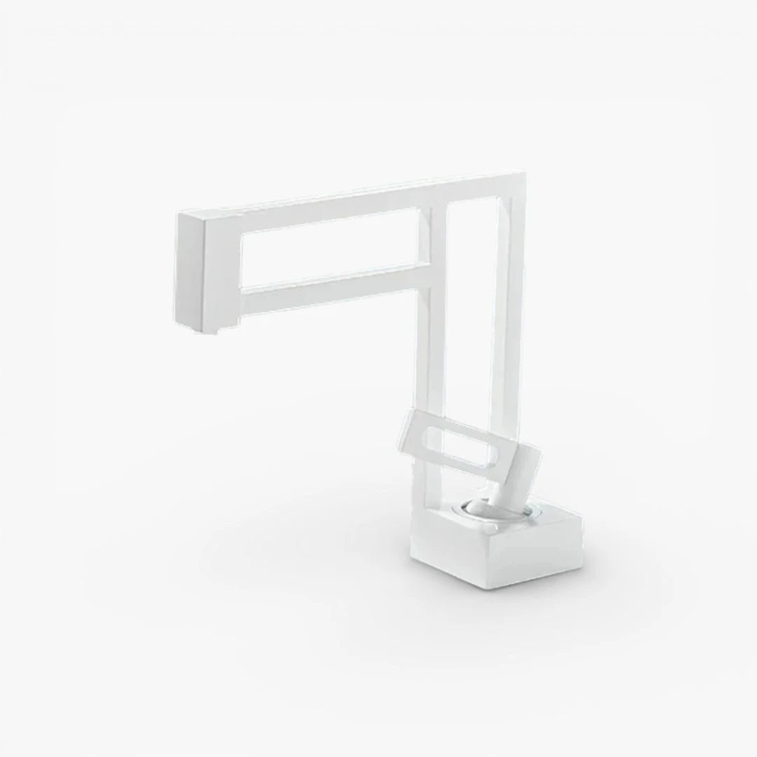 Robinet moderne géométrique salle de bain lavabo - Blanc - Laiton