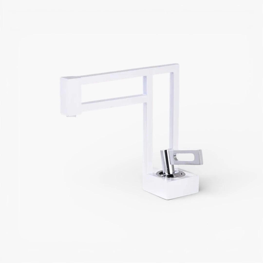 Robinet moderne géométrique salle de bain lavabo - Blanc - Laiton
