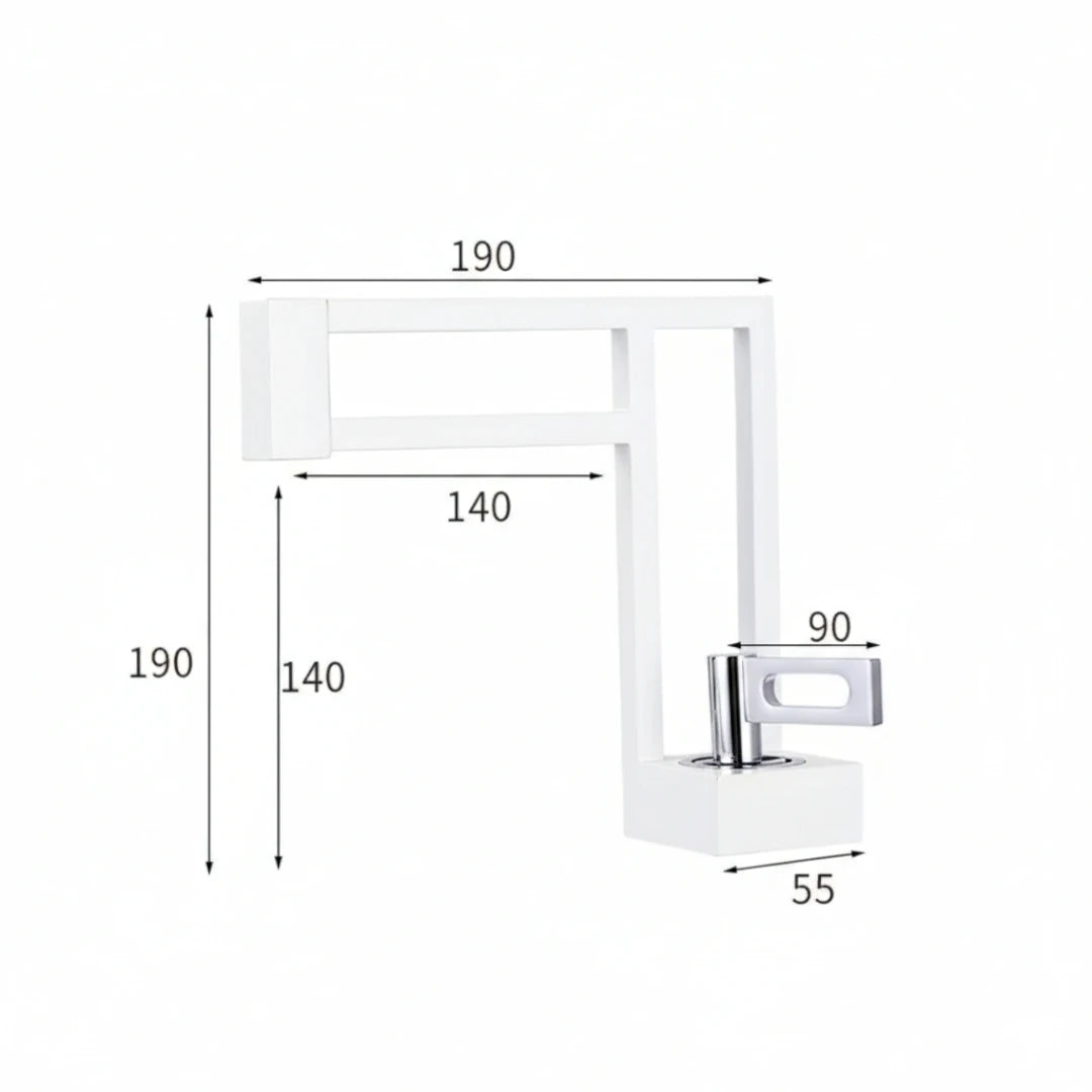 Robinet moderne géométrique salle de bain lavabo - Blanc - Laiton