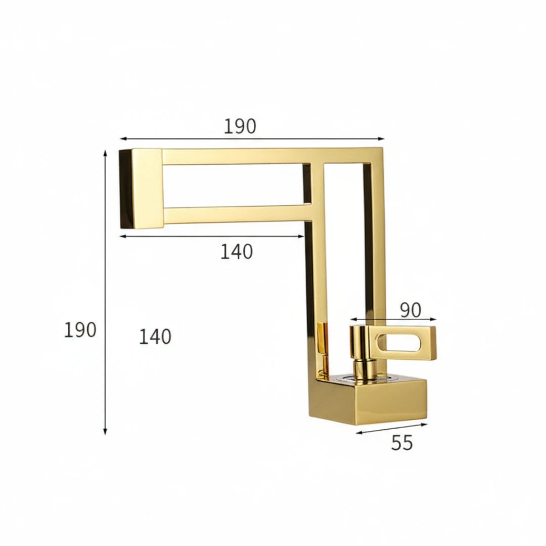Robinet moderne géométrique salle de bain lavabo - Doré - Laiton