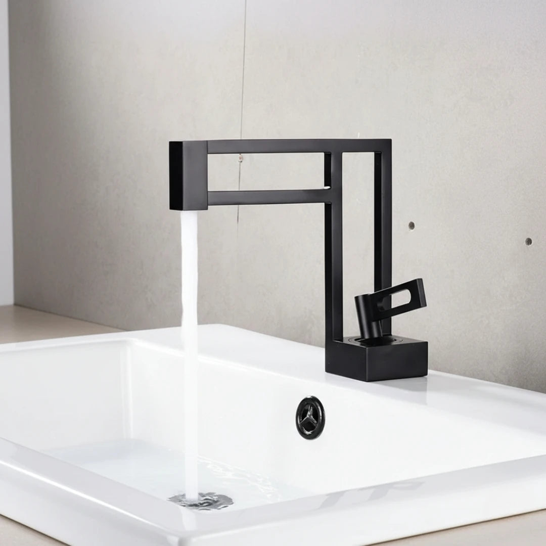 Robinet moderne géométrique salle de bain lavabo - Noir - Laiton