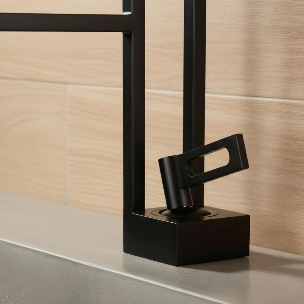 Robinet moderne géométrique salle de bain lavabo - Noir - Laiton