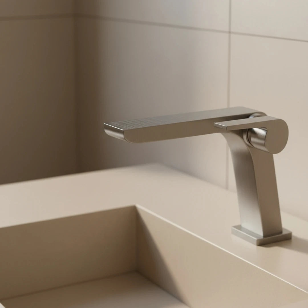 Robinet moderne mitigeur salle de bain lavabo - Argenté - Laiton