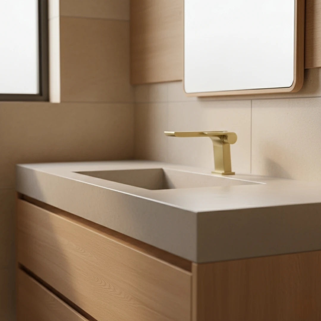 Robinet moderne mitigeur salle de bain lavabo - Doré - Laiton