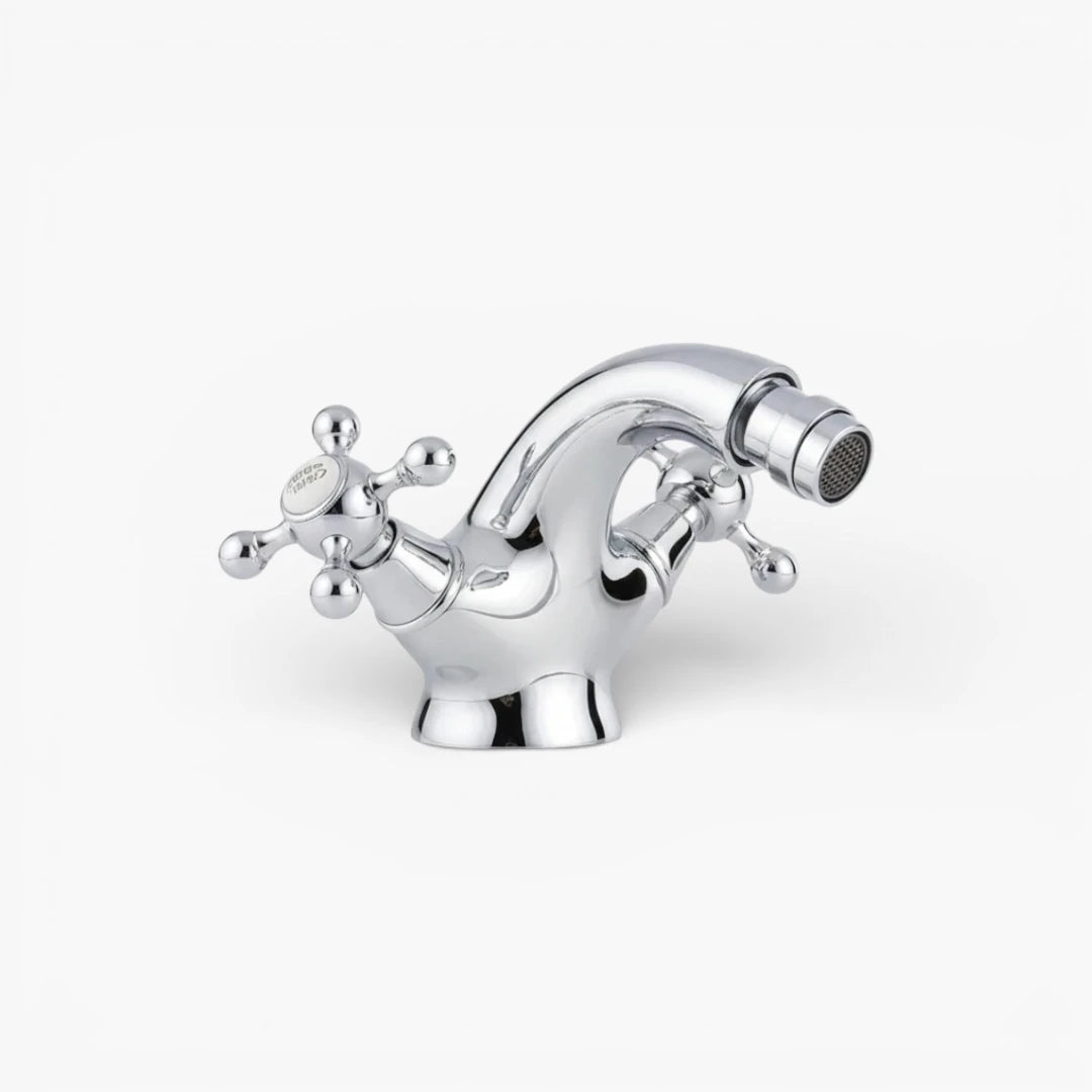 Robinet rétro lavabo deux poignées bec pivotant - Argenté - Laiton