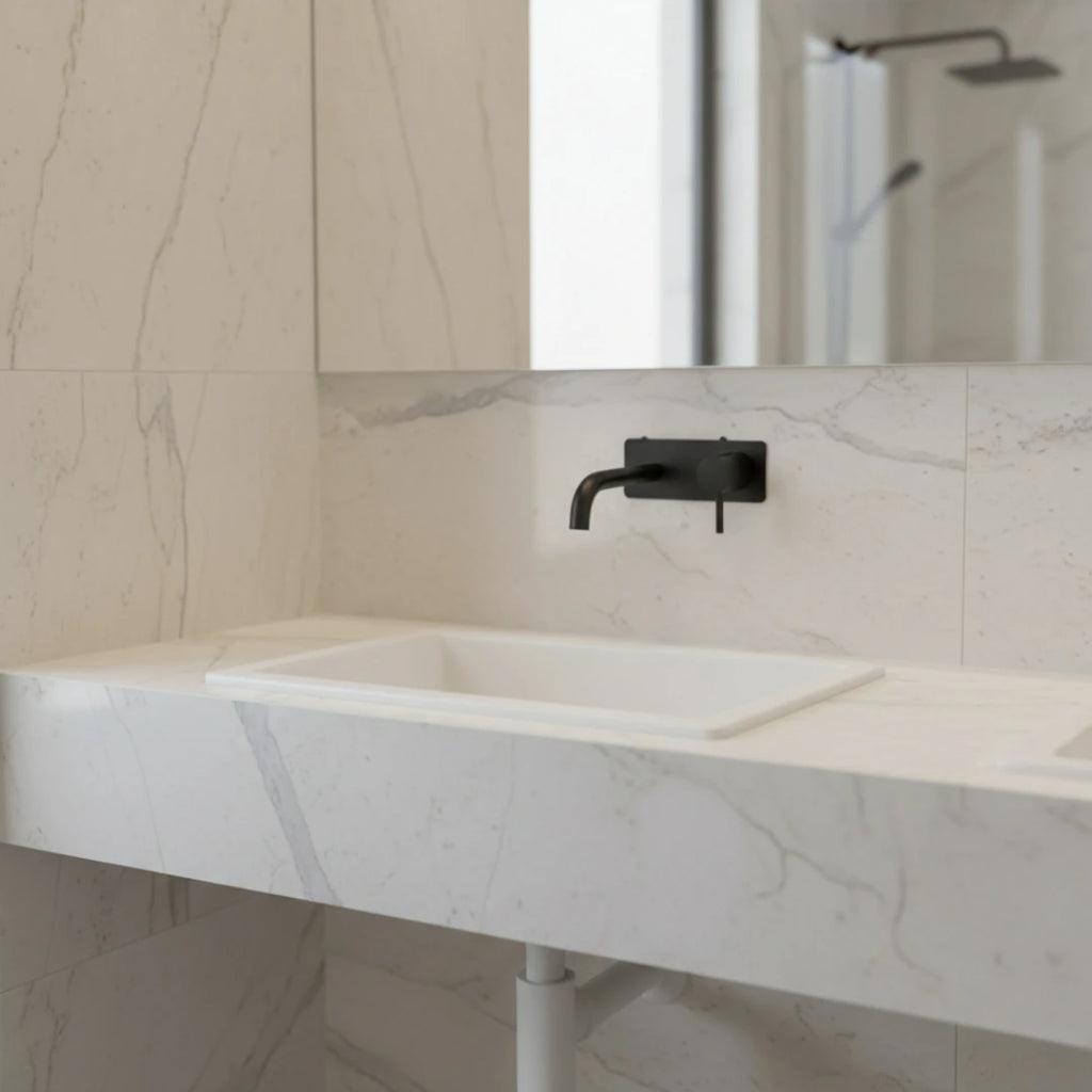 Robinet mural salle de bain encastrable mitigeur - Noir - Laiton