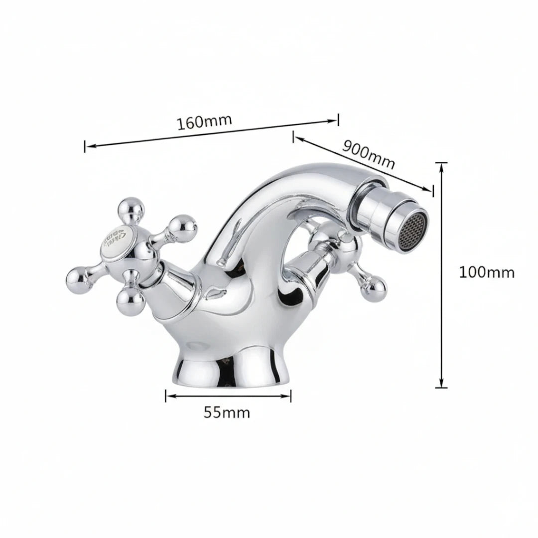 Robinet rétro lavabo deux poignées bec pivotant - Argenté - Laiton
