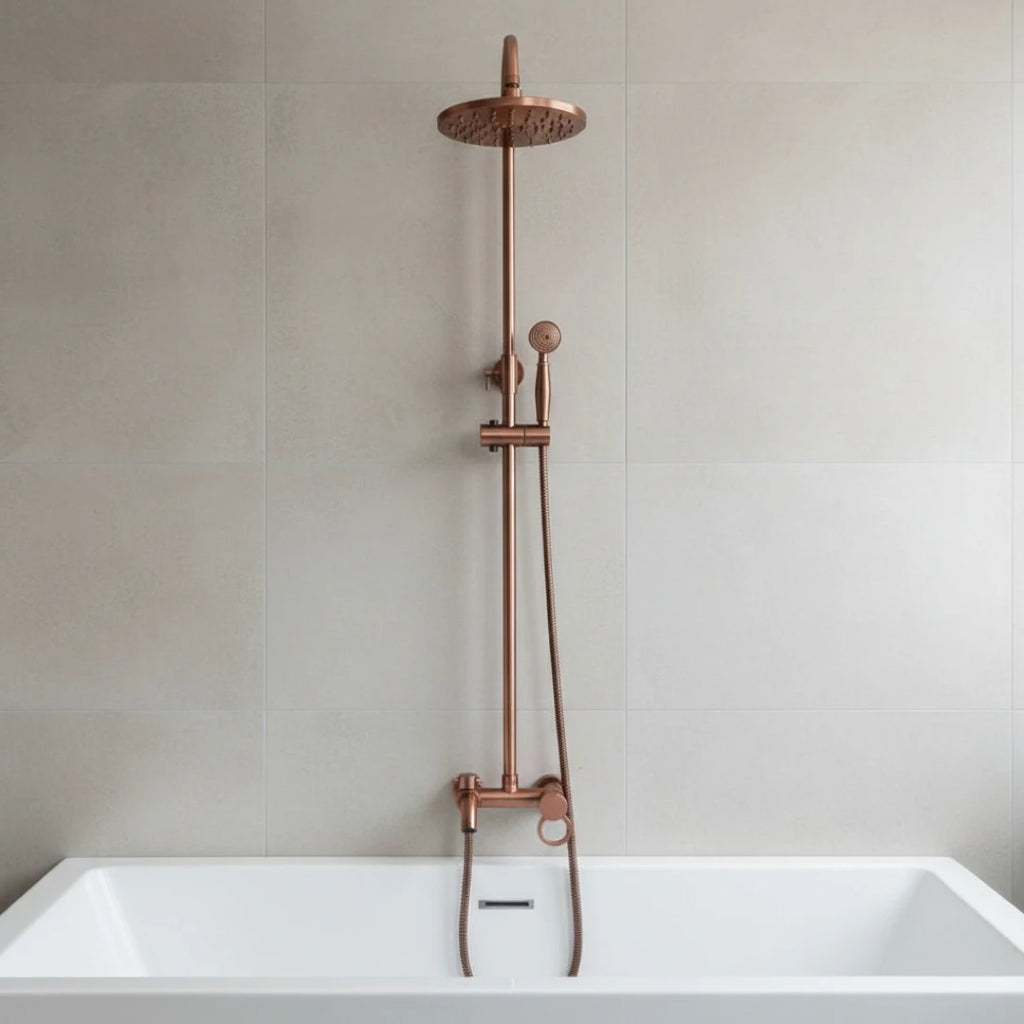 Robinet rétro salle de bain baignoire colonne de douche - Doré rose - Laiton