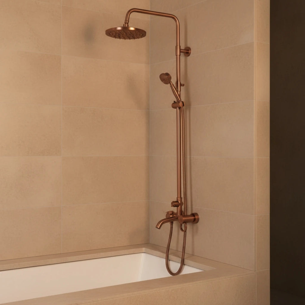 Robinet rétro salle de bain baignoire colonne de douche - Doré rose - Laiton