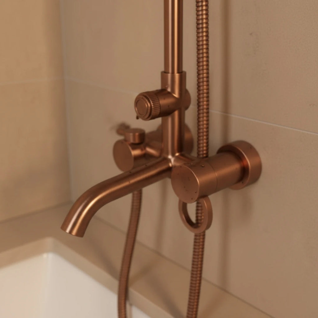 Robinet rétro salle de bain baignoire colonne de douche - Doré rose - Laiton