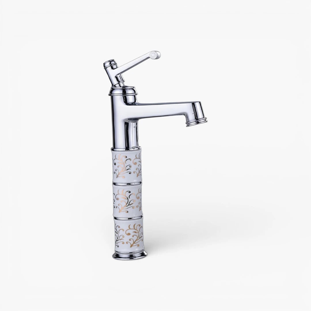 Robinet rétro salle de bain lavabo arabesque - Argenté - Laiton