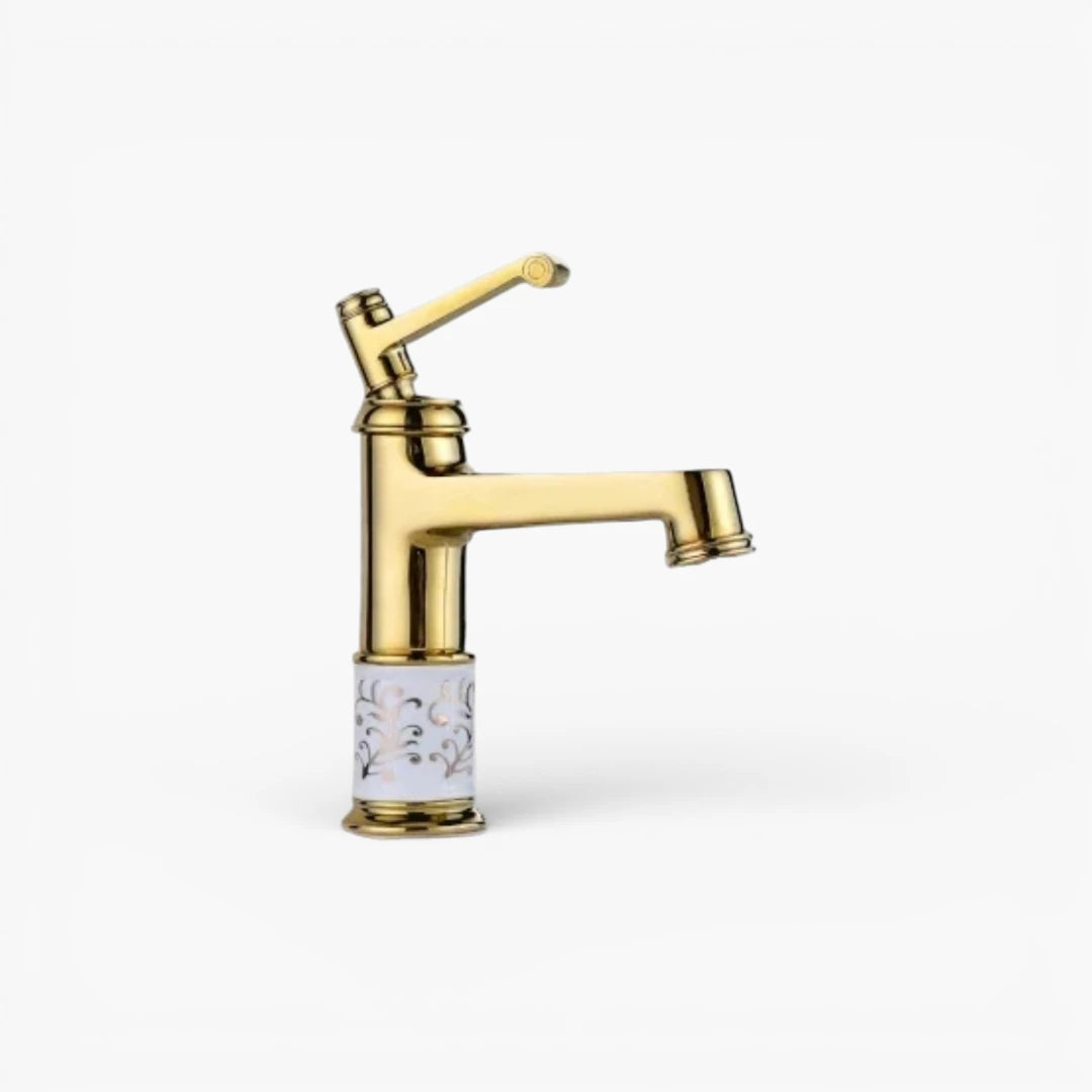Robinet rétro salle de bain lavabo arabesque - Doré - Laiton