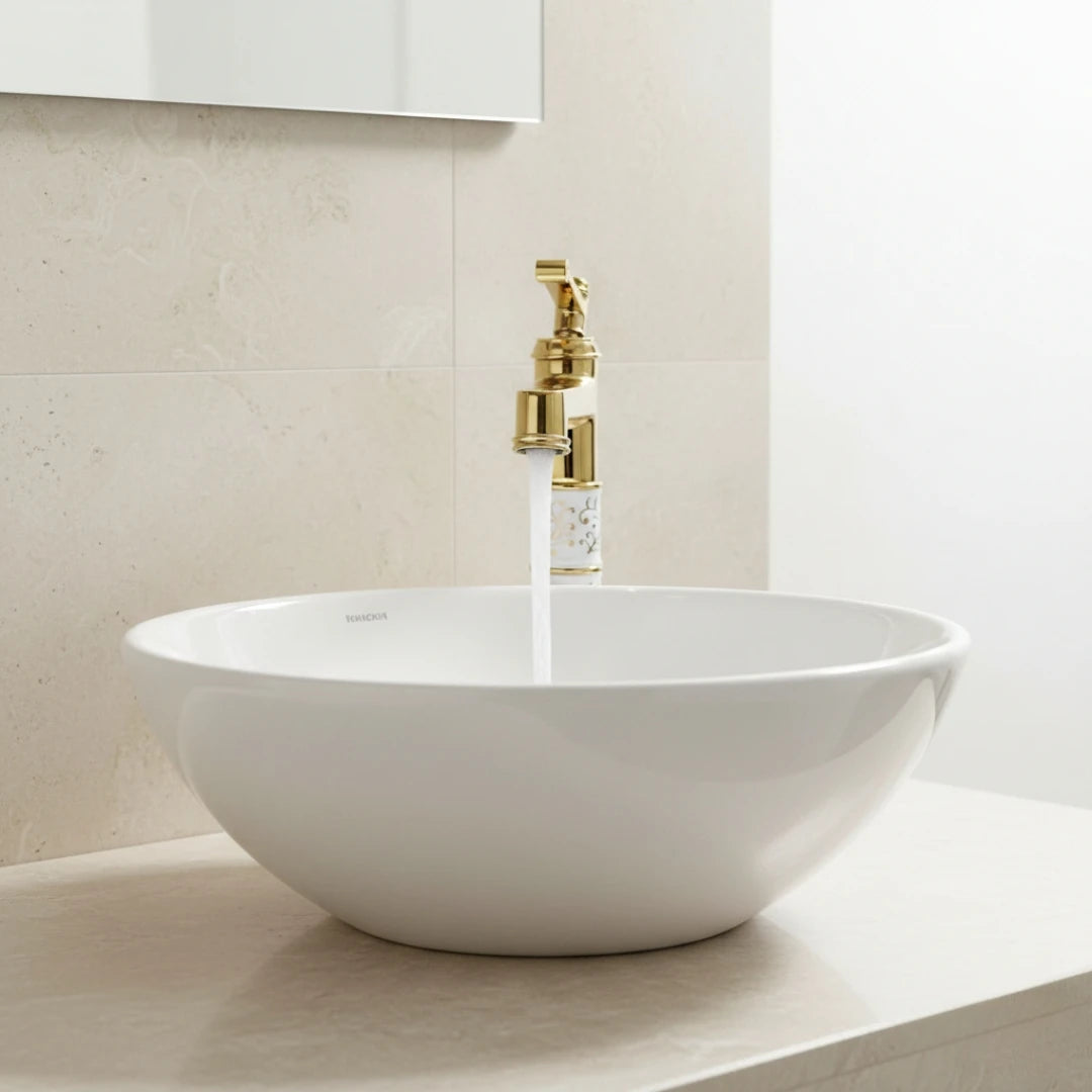 Robinet rétro salle de bain lavabo arabesque - Doré - Laiton