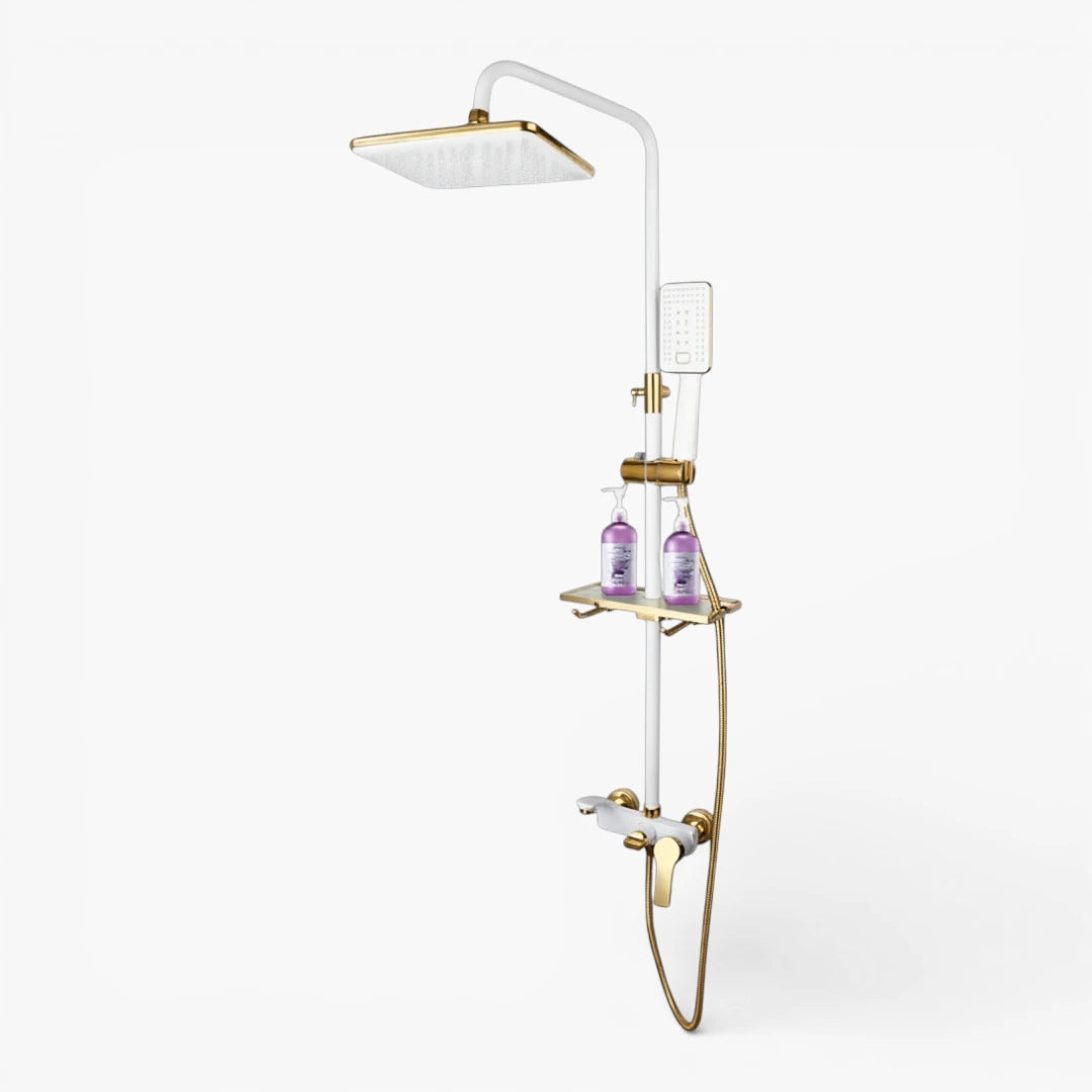 Robinet salle de bain baignoire douche - Blanc Doré