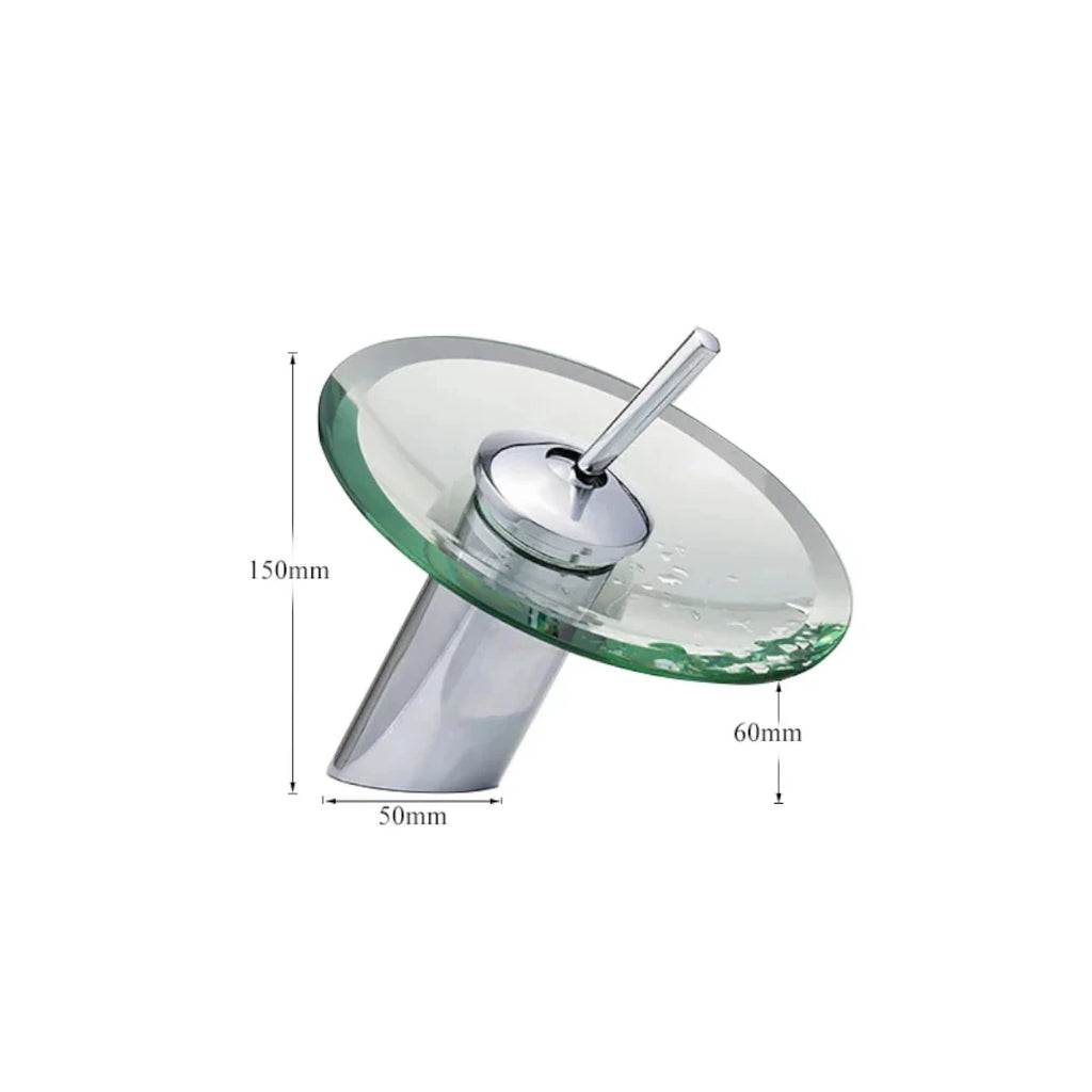 Robinet salle de bain bec rond verre - Argenté - Laiton