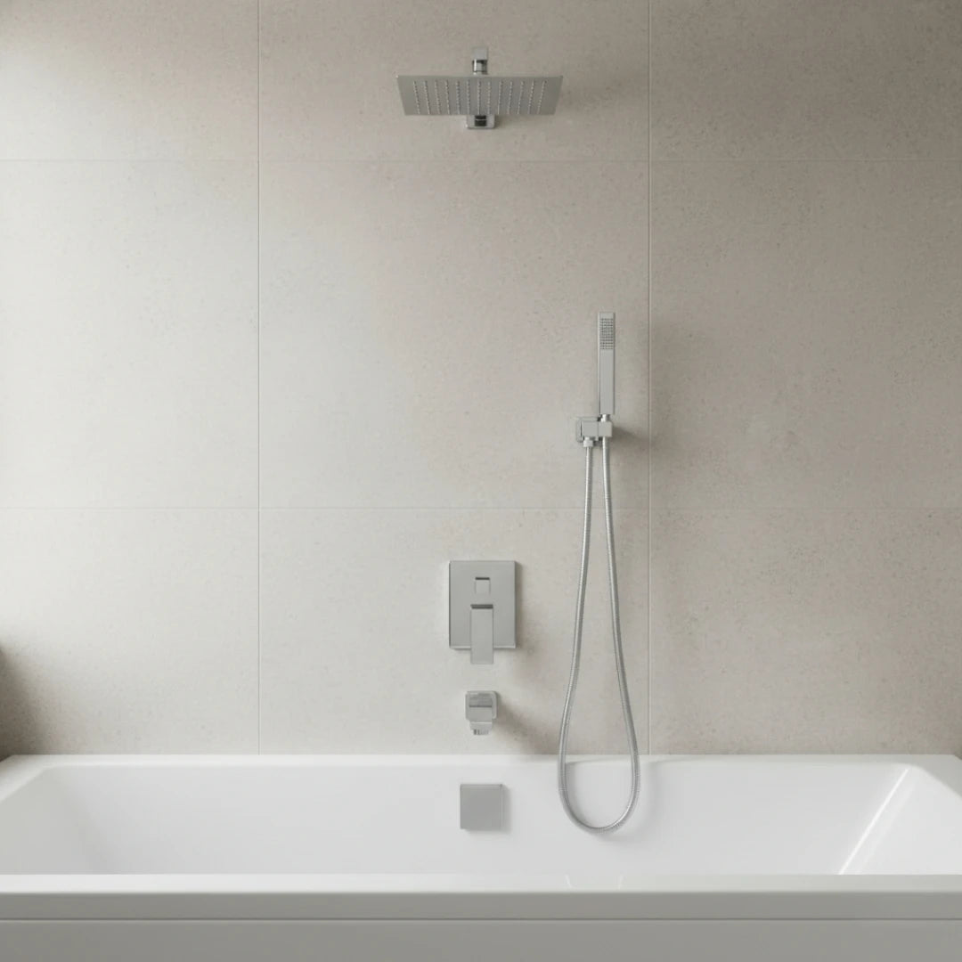 Robinet salle de bain colonne de douche douchette - Argenté - Laiton
