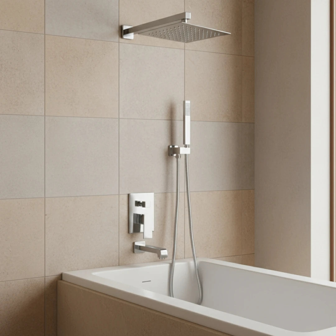 Robinet salle de bain colonne de douche douchette - Argenté - Laiton