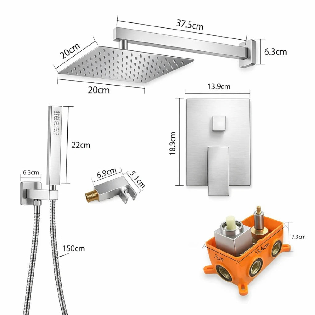 Robinet salle de bain colonne de douche douchette - Argenté - Laiton