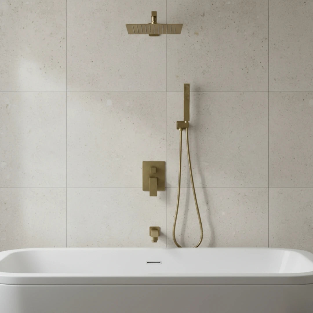 Robinet salle de bain colonne de douche douchette - Doré - Laiton