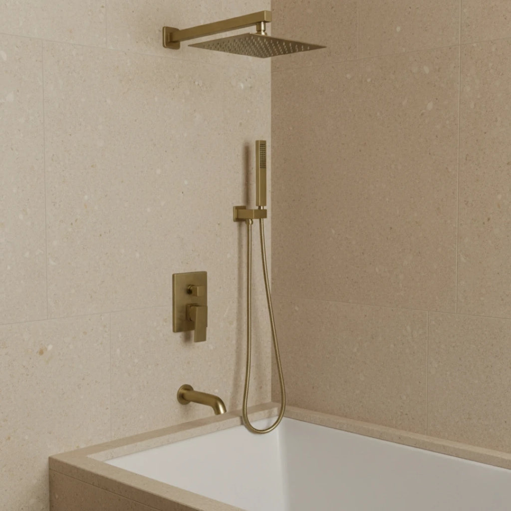 Robinet salle de bain colonne de douche douchette - Doré - Laiton