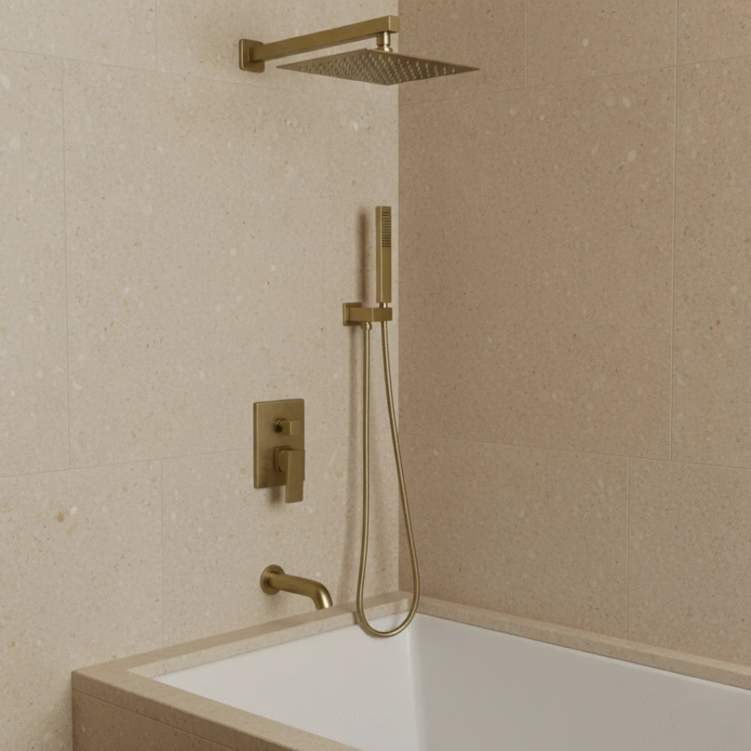 Robinet salle de bain colonne de douche douchette - Doré - Laiton