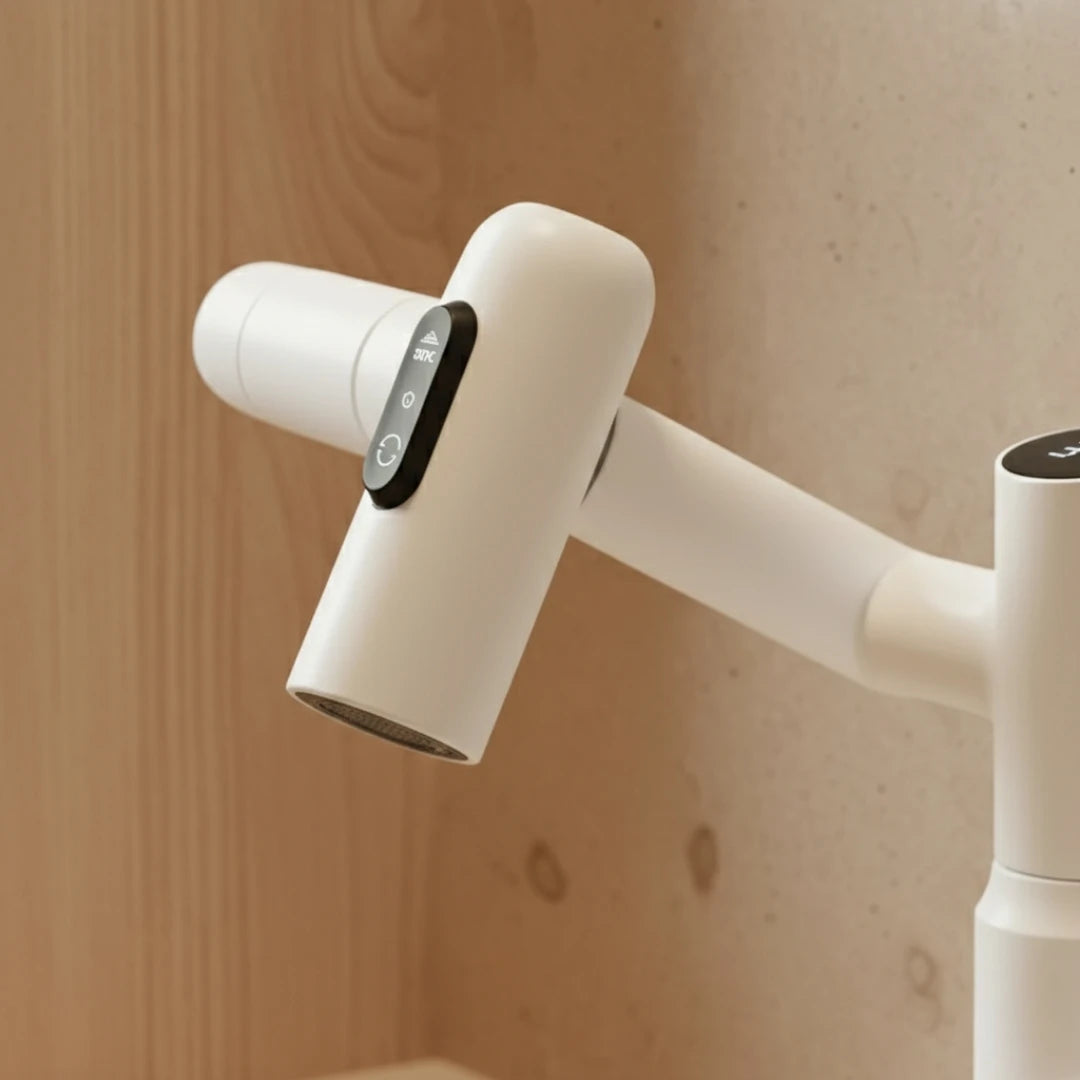 Robinet salle de bain lavabo affichage température numérique pivotant 3 jets - Blanc