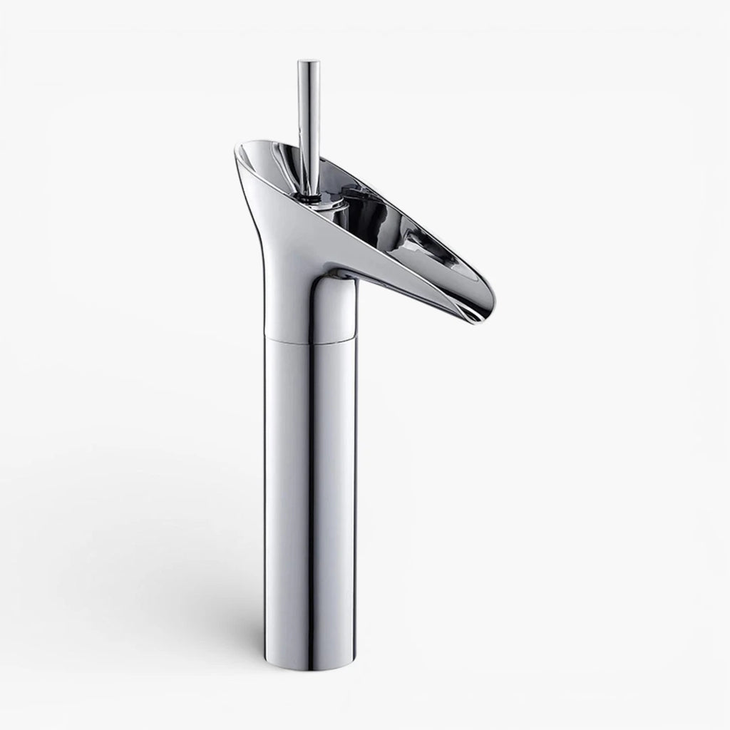 Robinet salle de bain lavabo bambou cascade - Argenté - Laiton