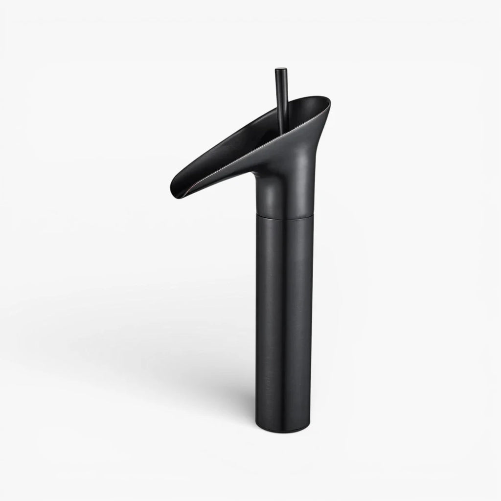 Robinet salle de bain lavabo bambou cascade - Noir - Laiton