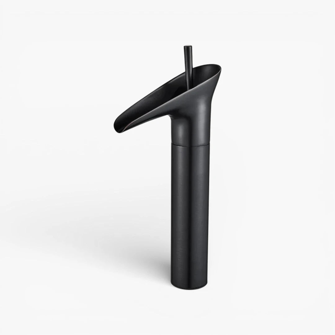 Robinet salle de bain lavabo bambou cascade - Noir - Laiton