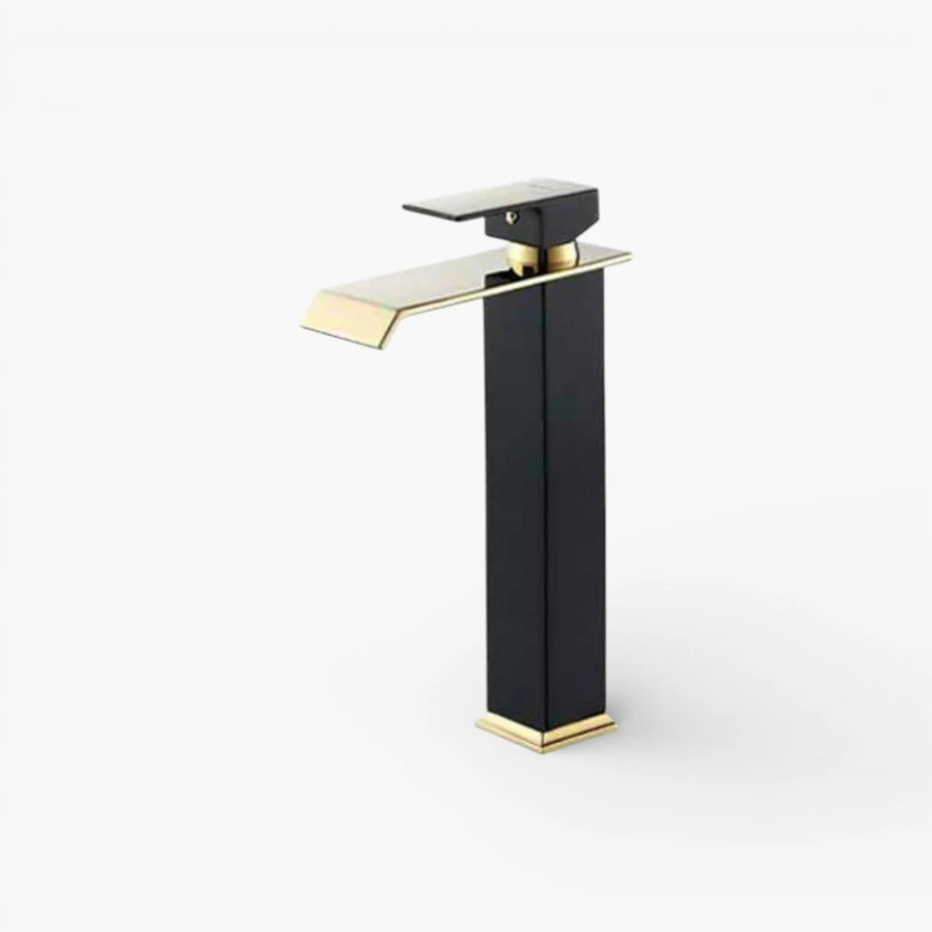 Robinet salle de bain lavabo carré moderne finitions dorées - Noir - Laiton