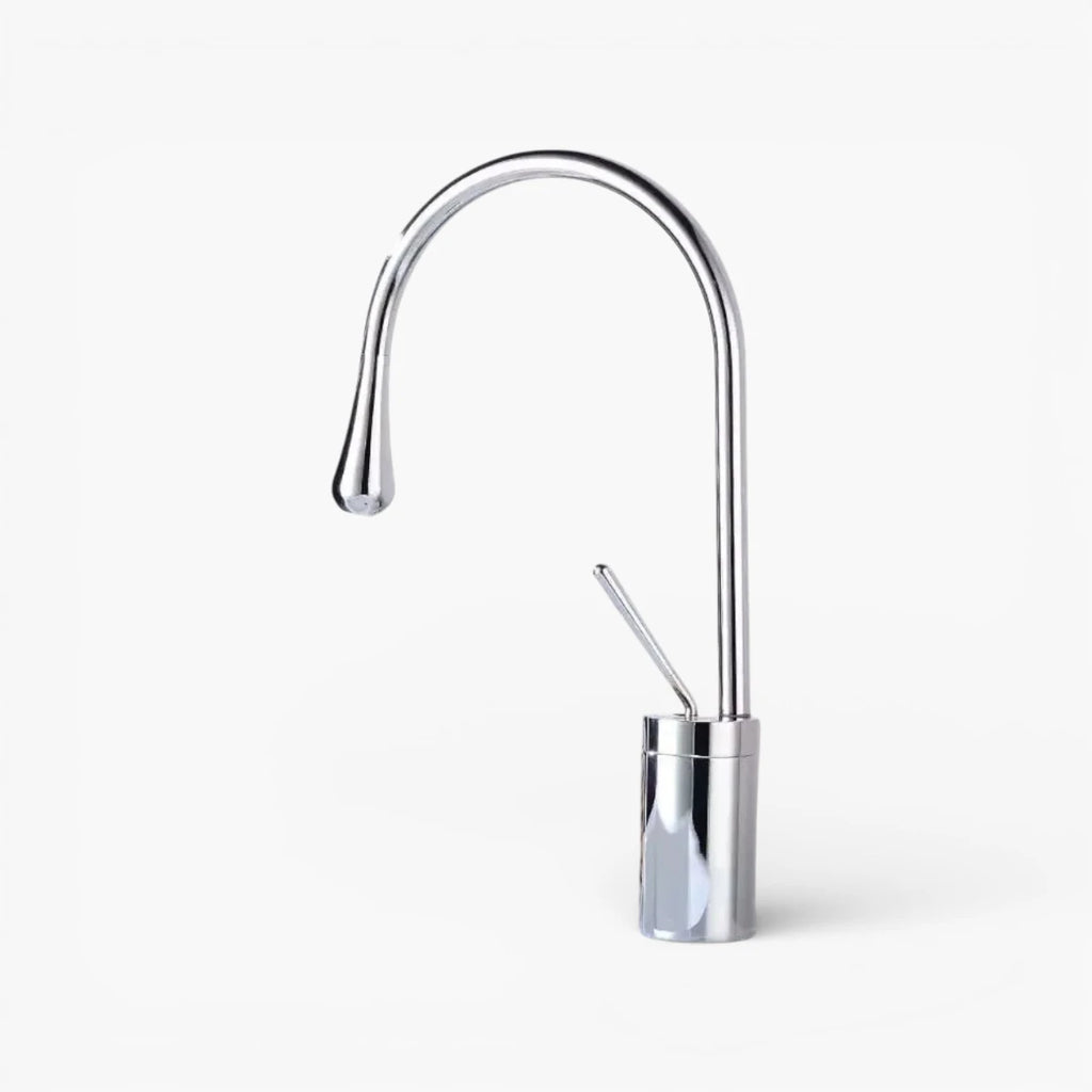 Robinet salle de bain lavabo design arrondi goutte - Argenté - Laiton