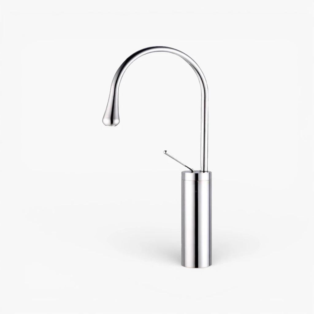 Robinet salle de bain lavabo design arrondi goutte - Argenté - Laiton