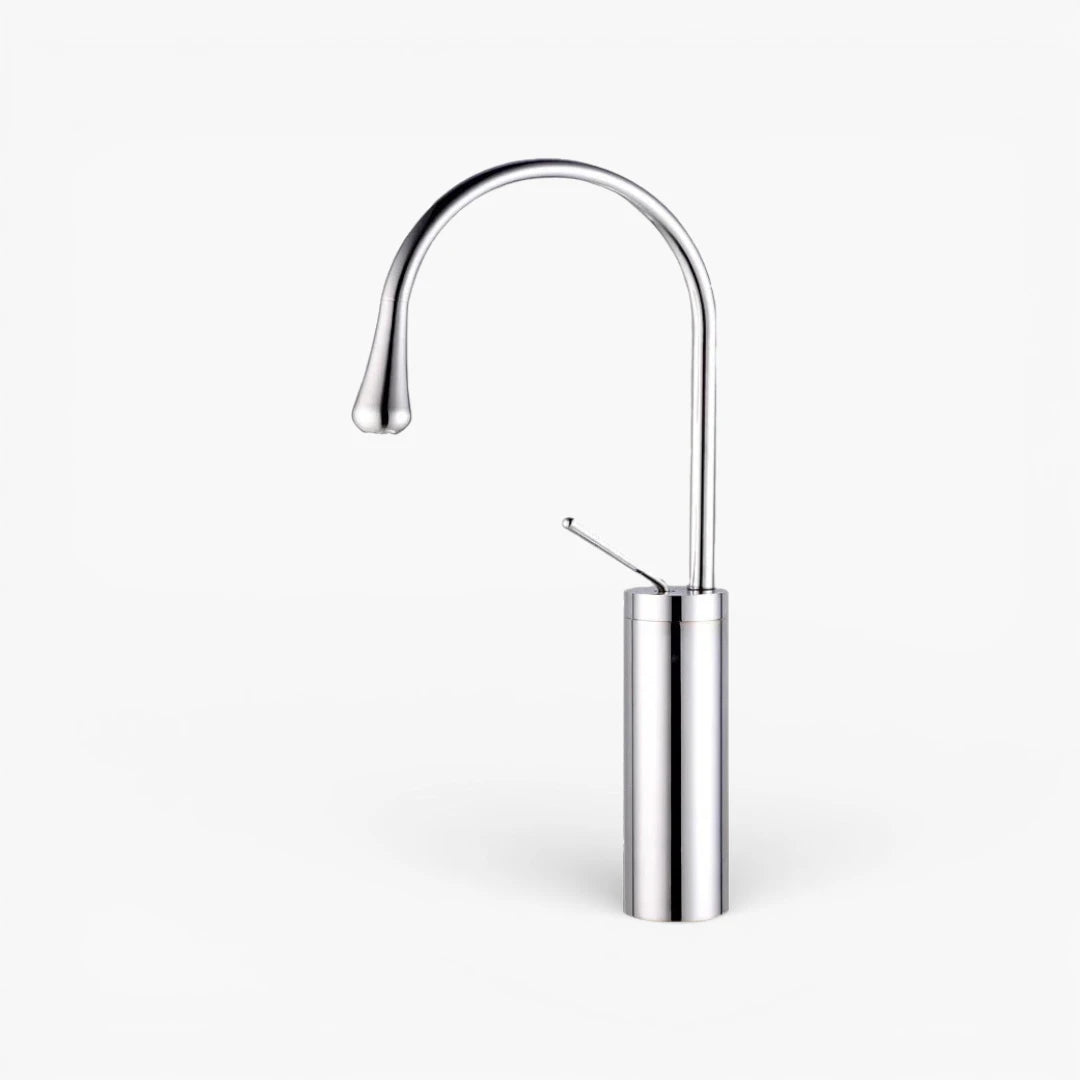 Robinet salle de bain lavabo design arrondi goutte - Argenté - Laiton
