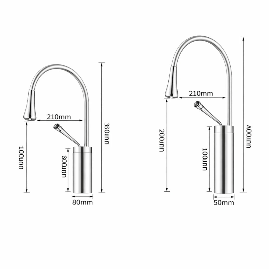 Robinet salle de bain lavabo design arrondi goutte - Argenté - Laiton